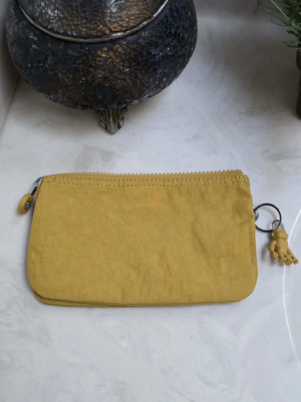 Kipling Money Love World Yellow Nylon Zip Wallet with Monkey Charm